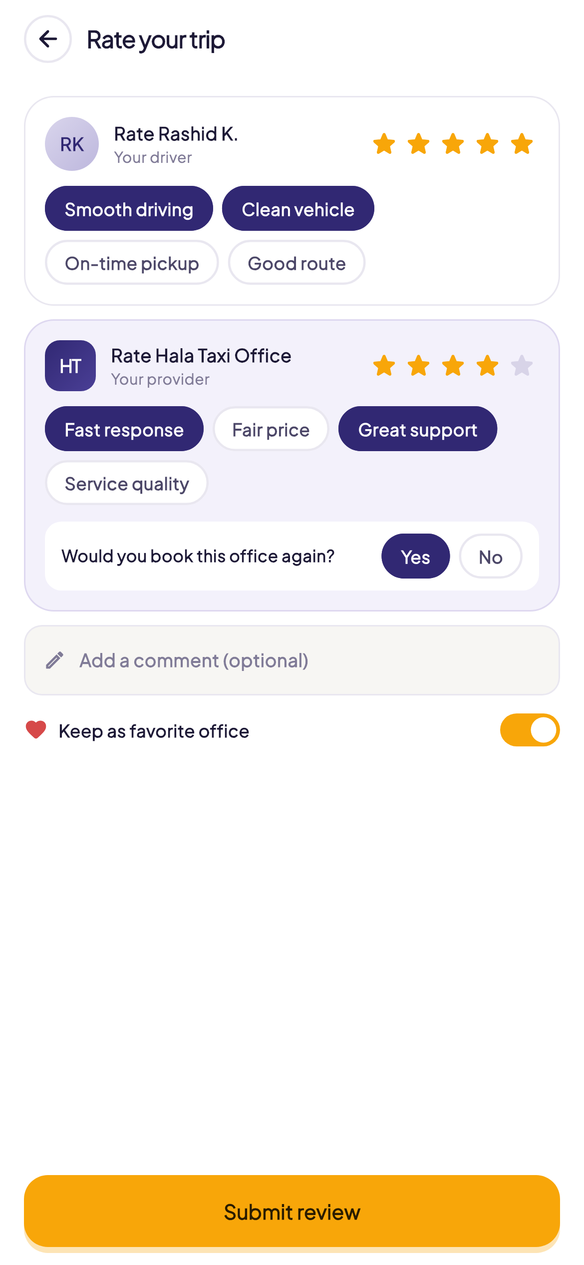 Rate the trip